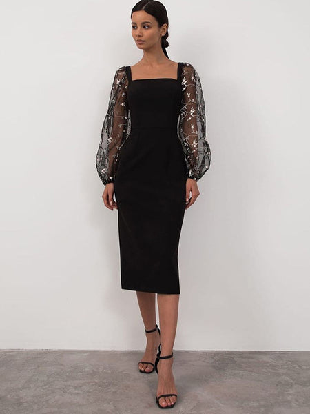 Irvingwad Black Stitching Retro Hepburn Style French Dress